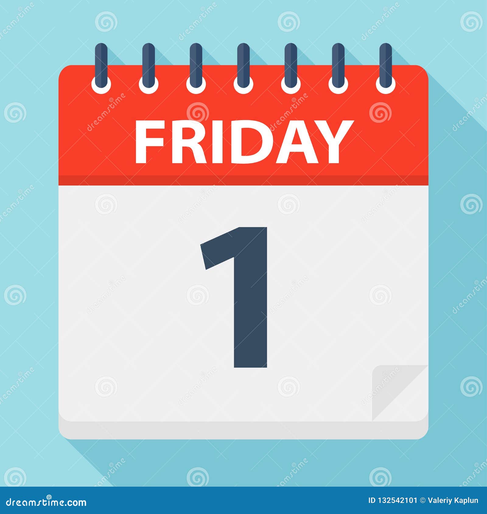 Friday 1 Calendar Icon. Vector Illustration of Week Day Paper Leaf