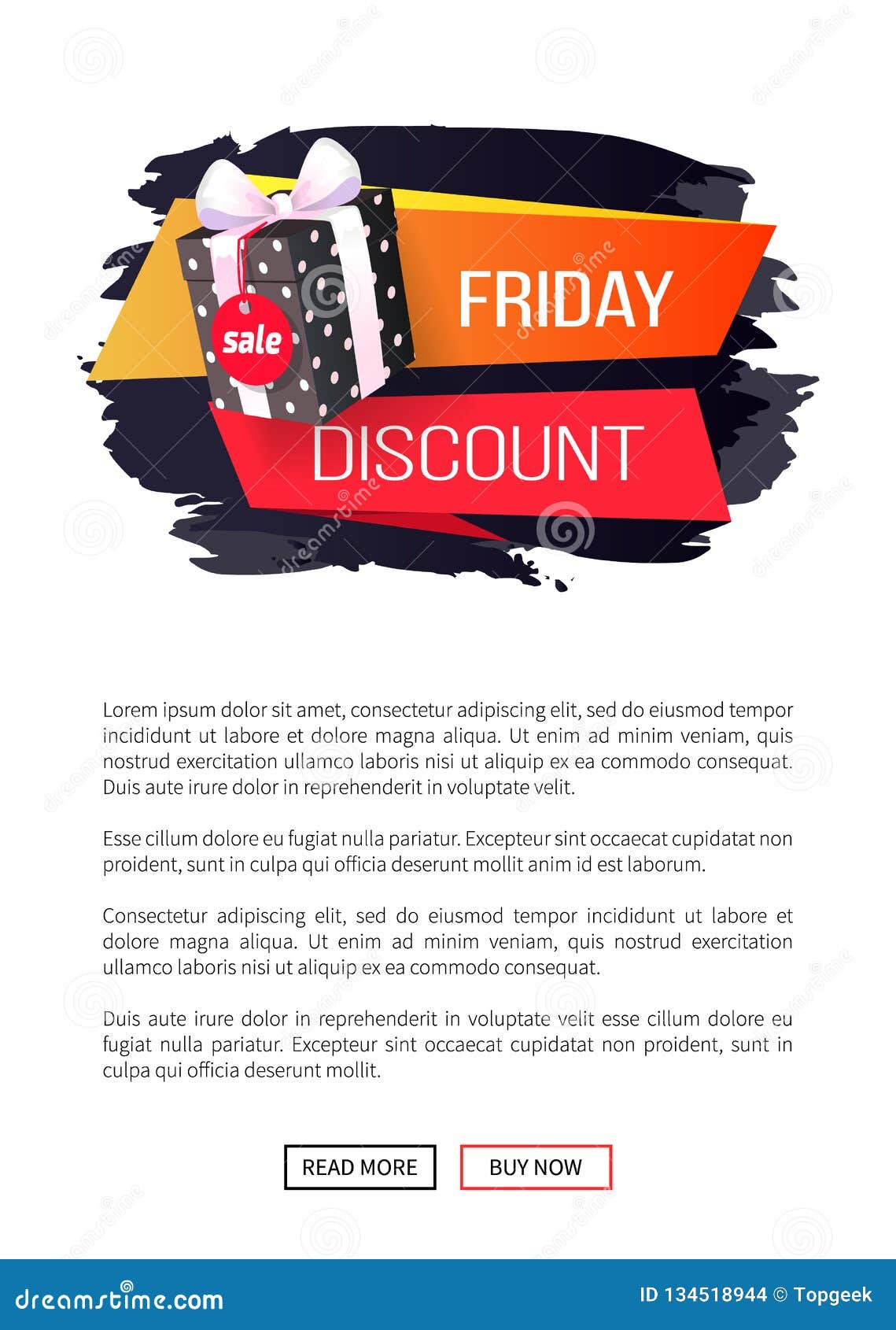 Friday Discount Price Tag Dotted Gift Box Isolated Stock Vector