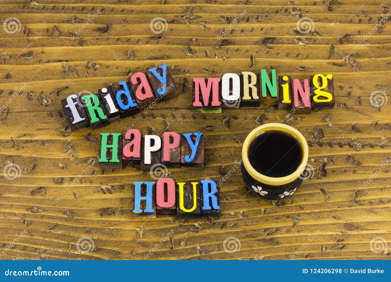 Friday morning happy hour stock photo. Image of wooden - 124206298