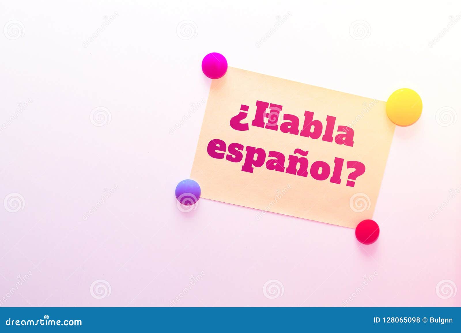 Fridge Refrigerator Note with Text Â¿Habla EspaÃ±ol? Stock Photo