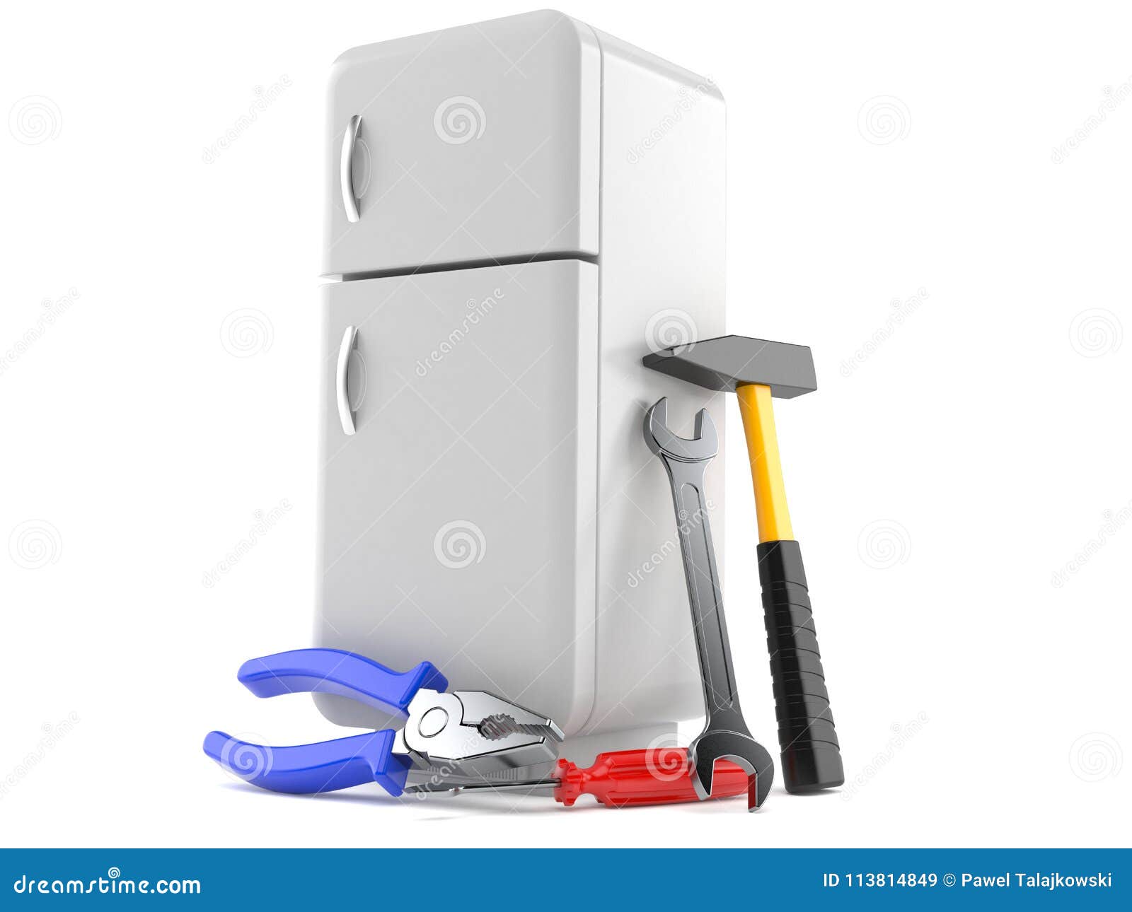 Fridge with work tools stock illustration. Illustration of equipment