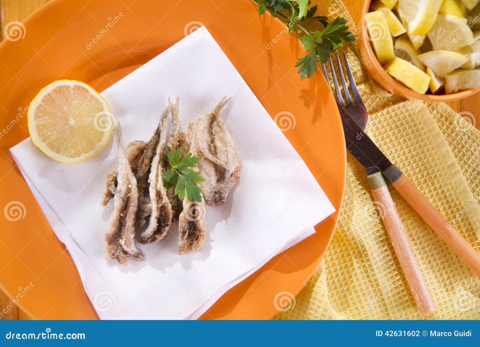 Fried anchovies stock photo. Image of healthy, close 42631602