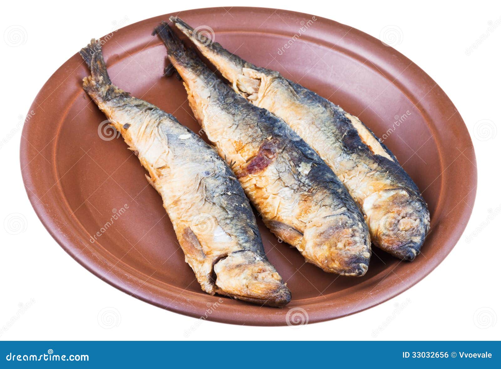 Fried Baltic Herring on Ceramic Plate Stock Photo Image of three