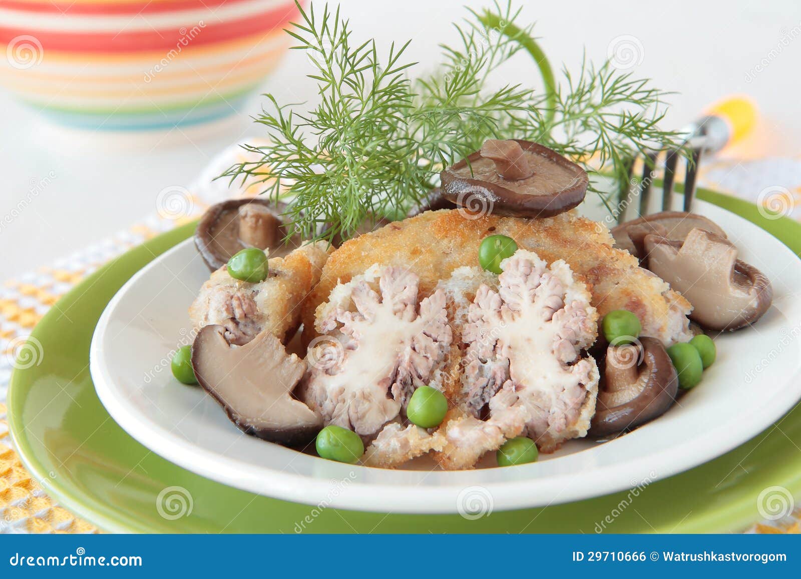 Fried Beef Brains with Mushrooms Stock Photo Image of beef, cooking