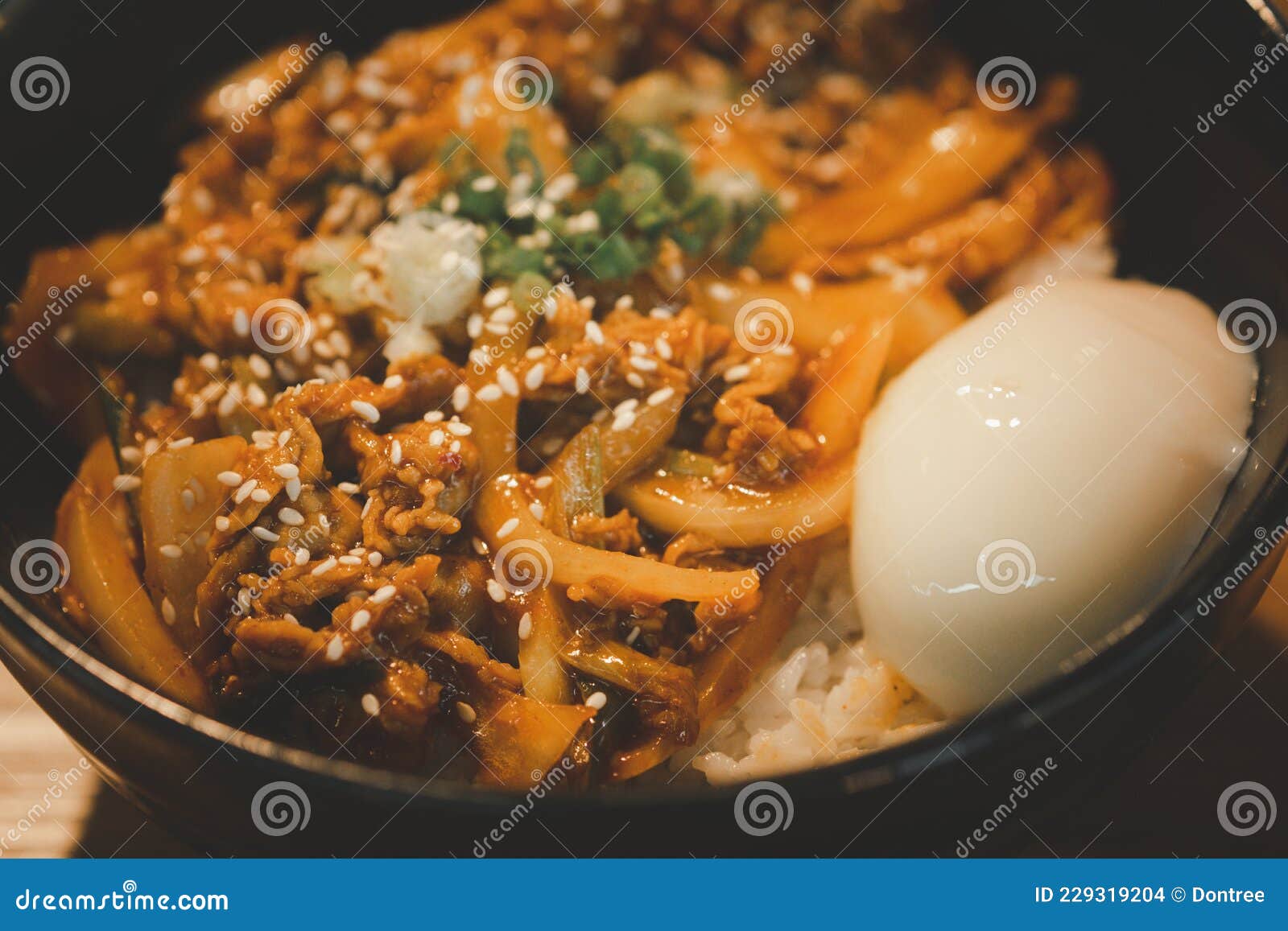 Fried Beef with Spicy Korean Sauce on Top Rice Stock Photo Image of meal, grilled 229319204