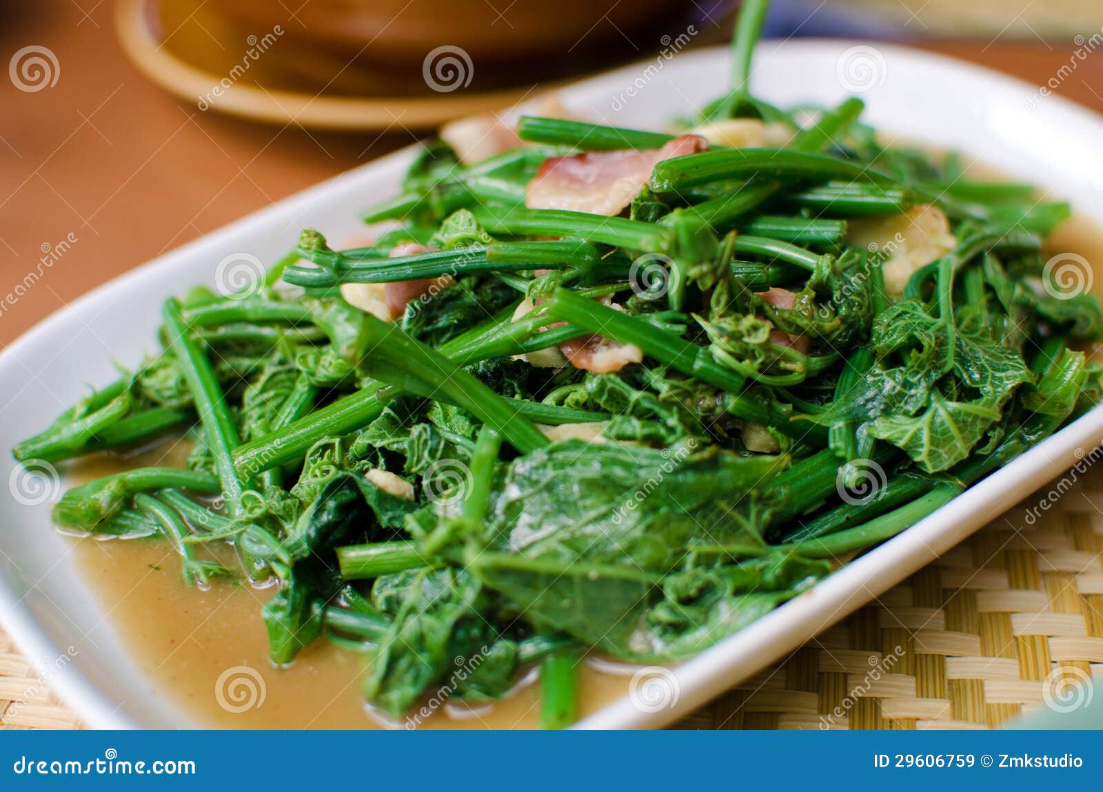 Fried Bitter Gourd Leaf with Oyster Sauce Stock Image Image of nature