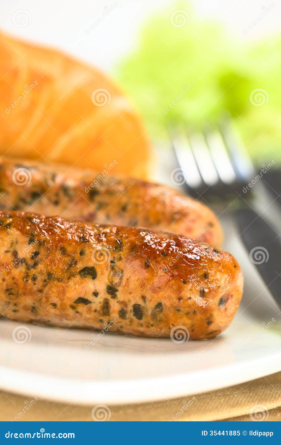 Fried Bratwurst with Bun stock image. Image of fast, european 35441885