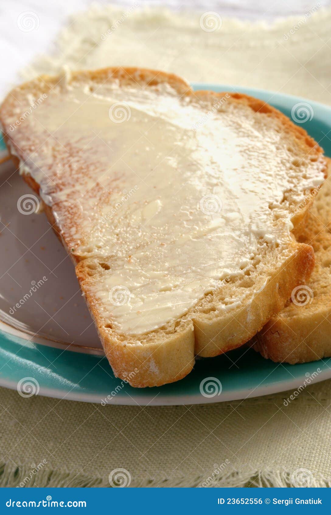 Fried bread in a buttered stock photo. Image of gourmet 23652556