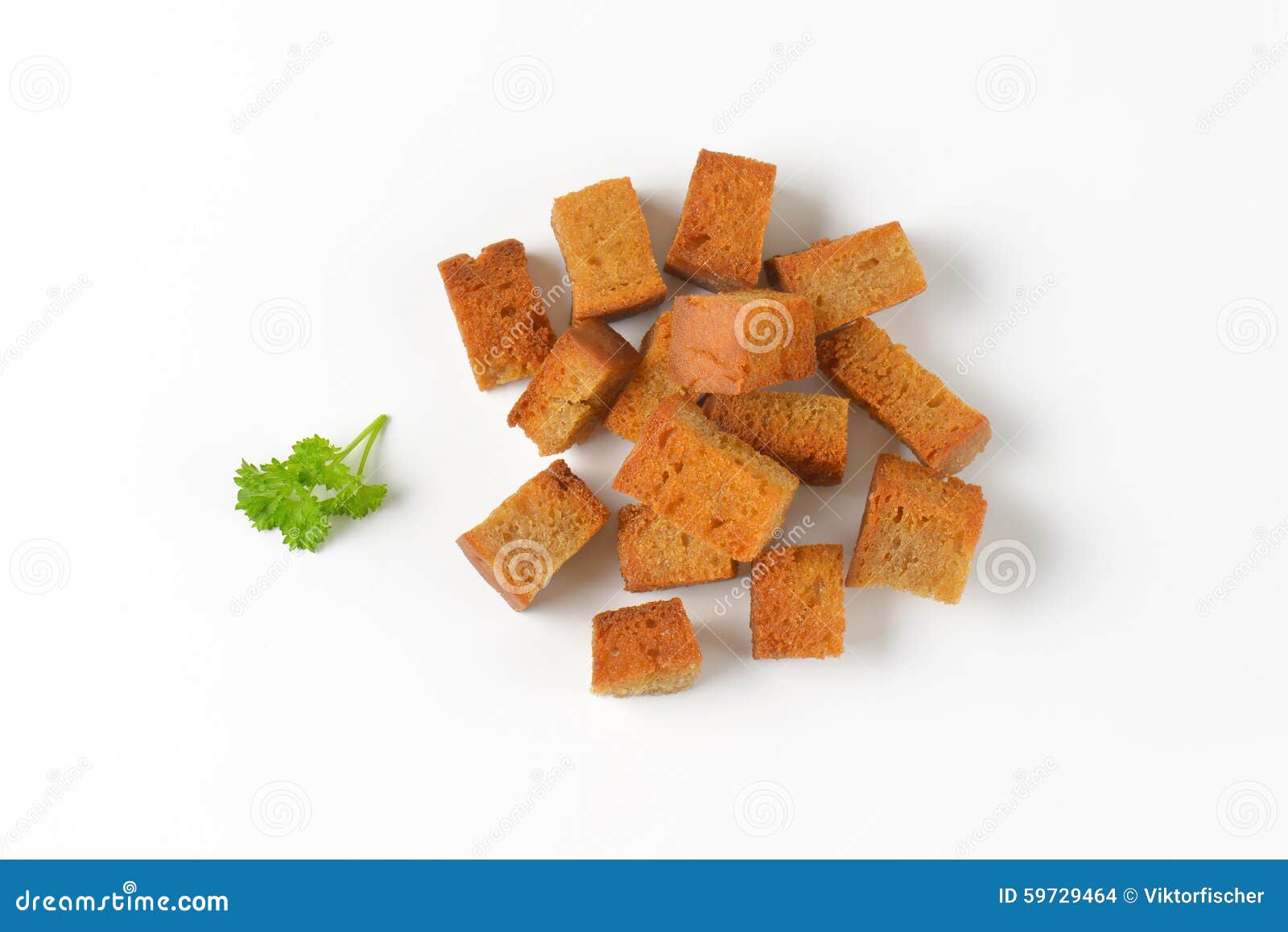 Fried bread cubes stock photo. Image of food, handful 59729464