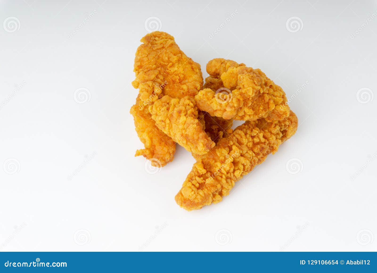 Fried Breaded Chicken Fillet Isolated on White Background Stock Photo