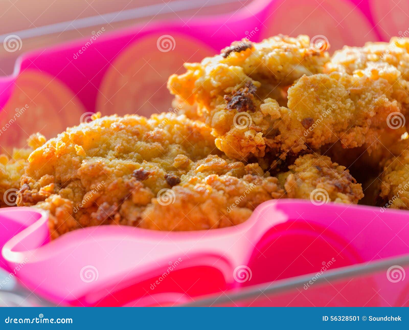 Fried Breaded Chicken in a Glass Bowl Stock Image Image of glass