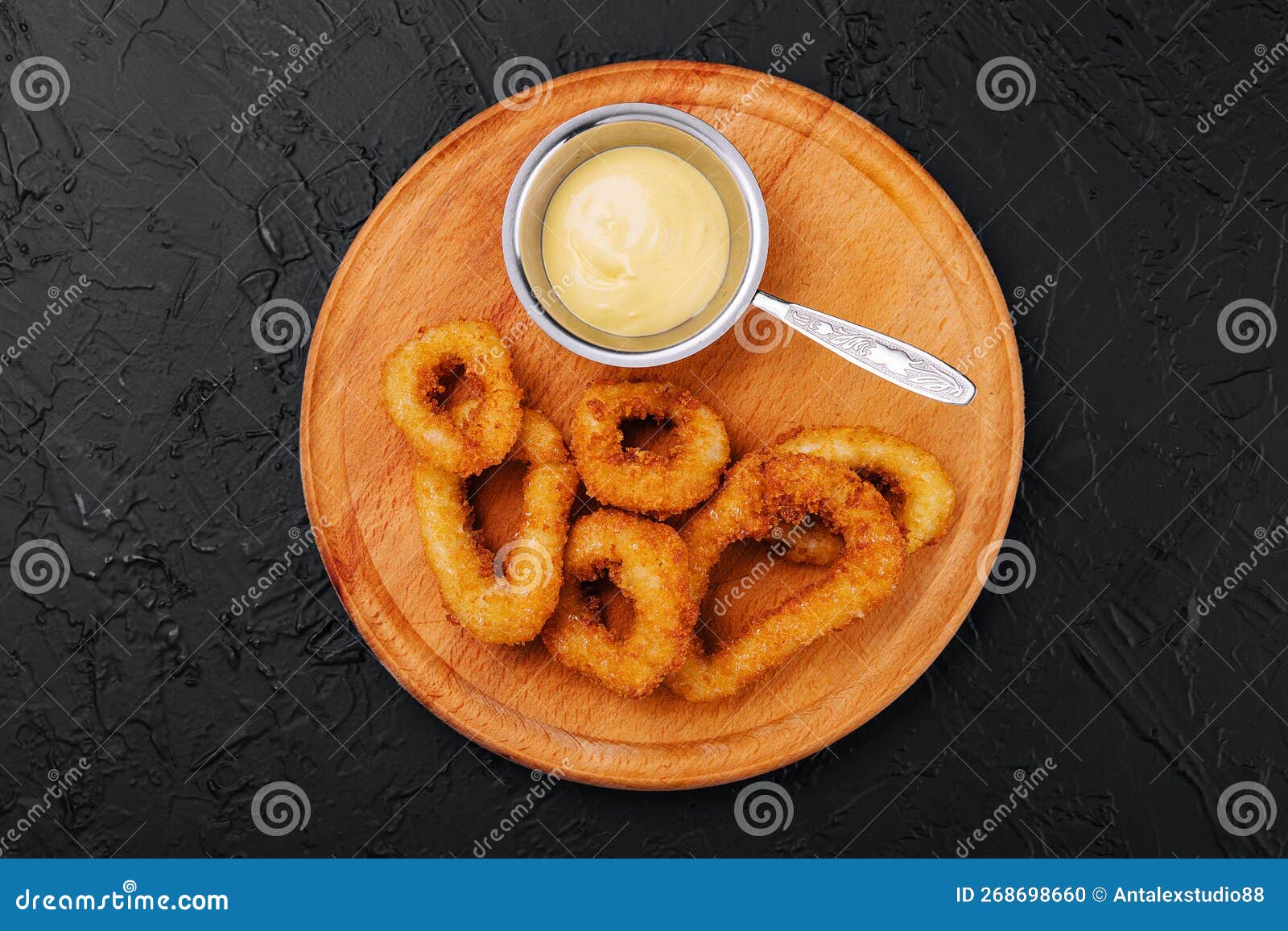 Fried Breaded Onion Rings with Sauce Stock Photo Image of rings, lunch 268698660