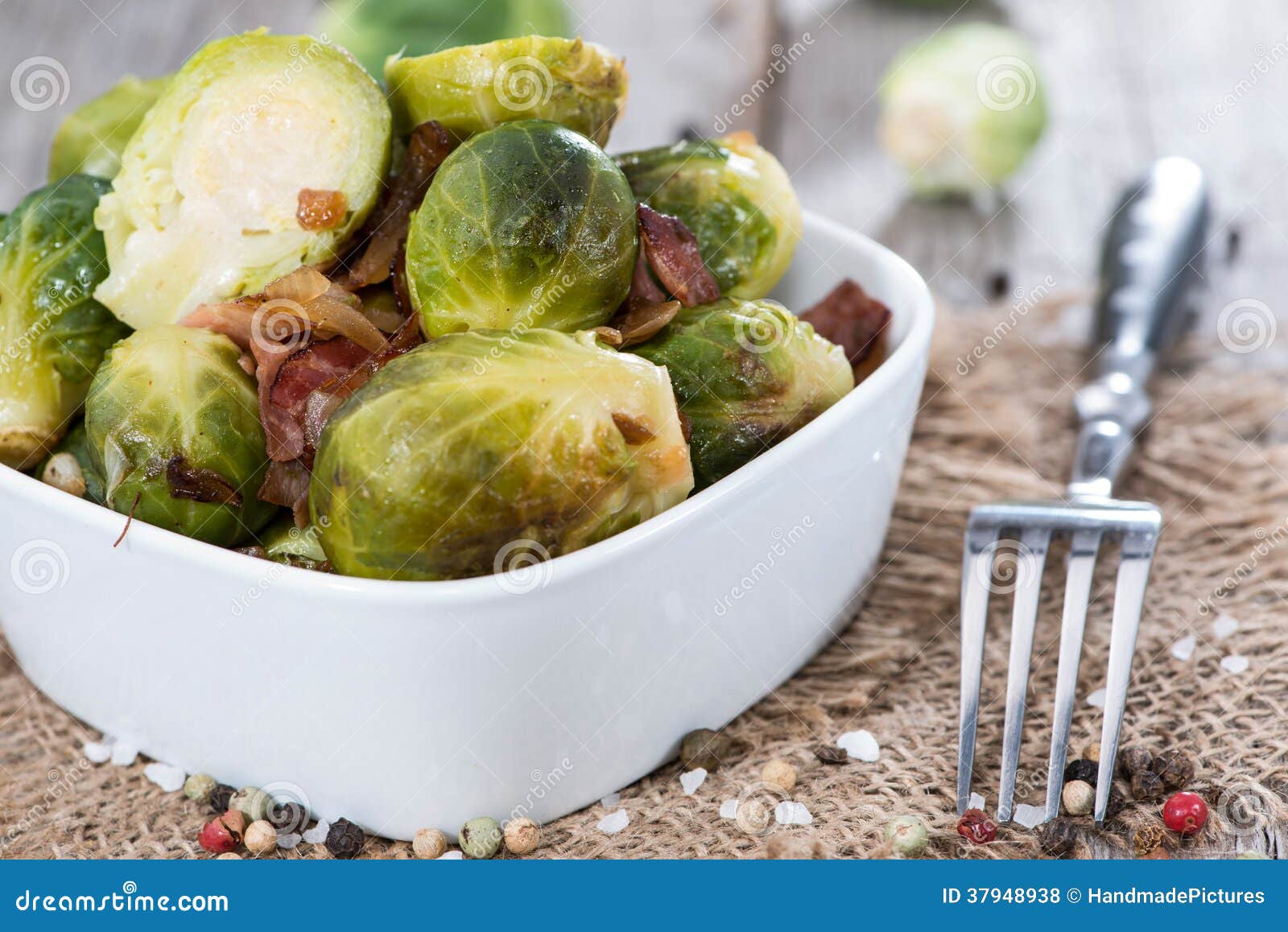 Fried Brussel Sprouts with Ham Stock Photo Image of brussel, organic