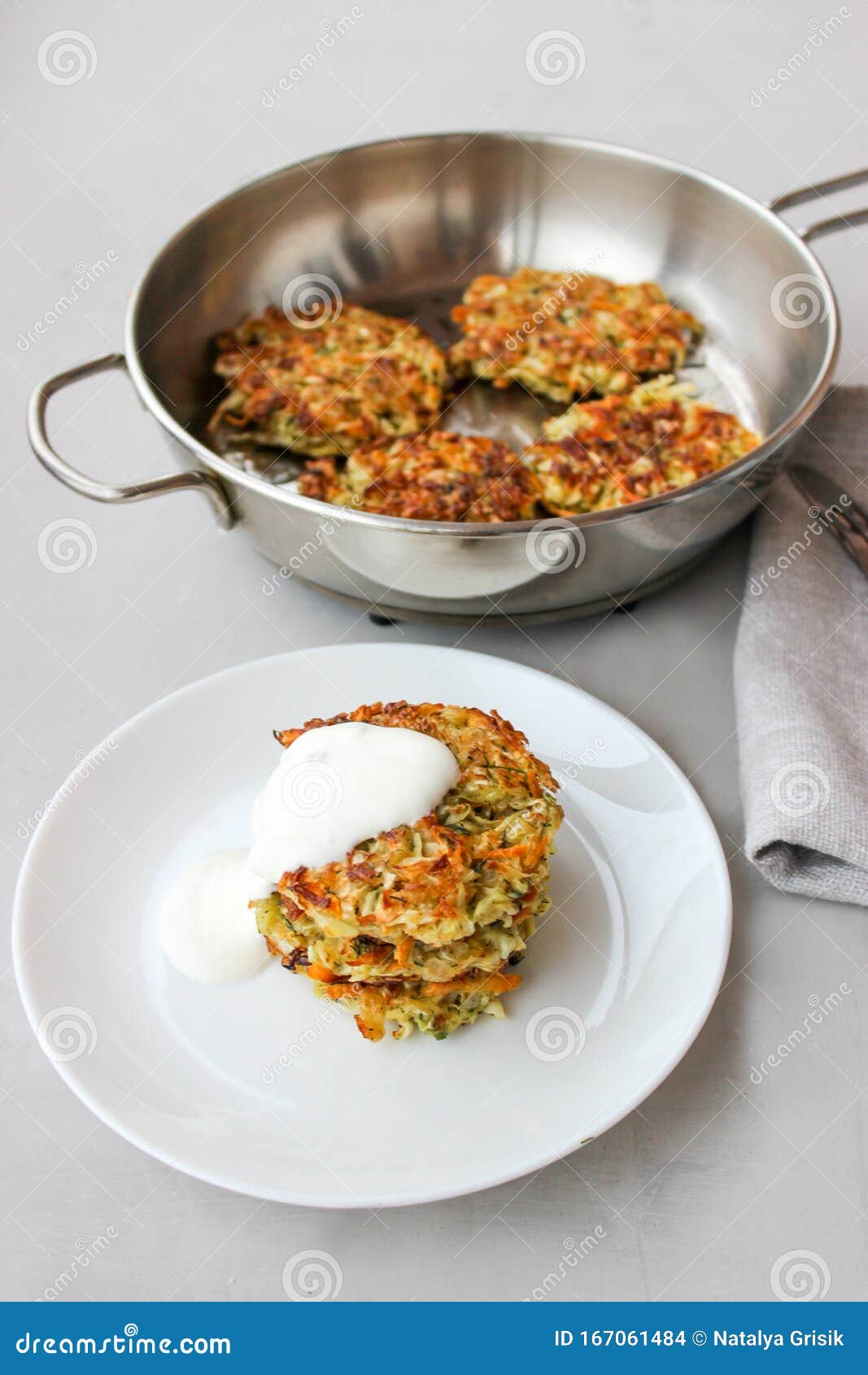 Fried cabbage fritters stock photo. Image of plate, herbs 167061484