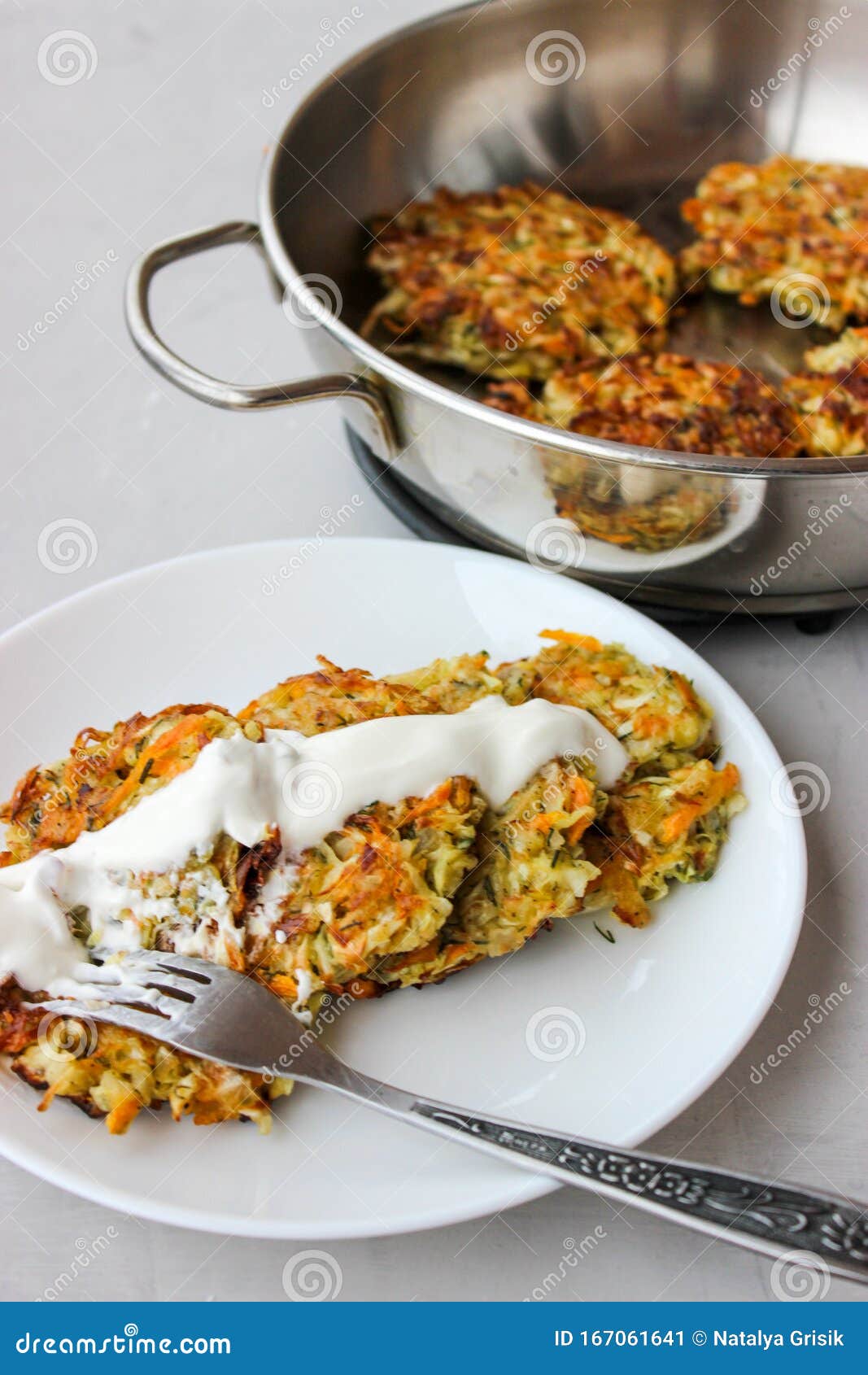 Fried cabbage fritters stock image. Image of frying 167061641