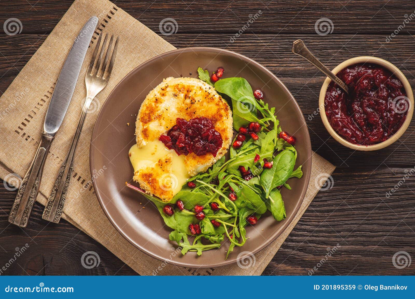 Fried Camembert Cheese and Cranberry Sauce. Stock Image - Image of ...