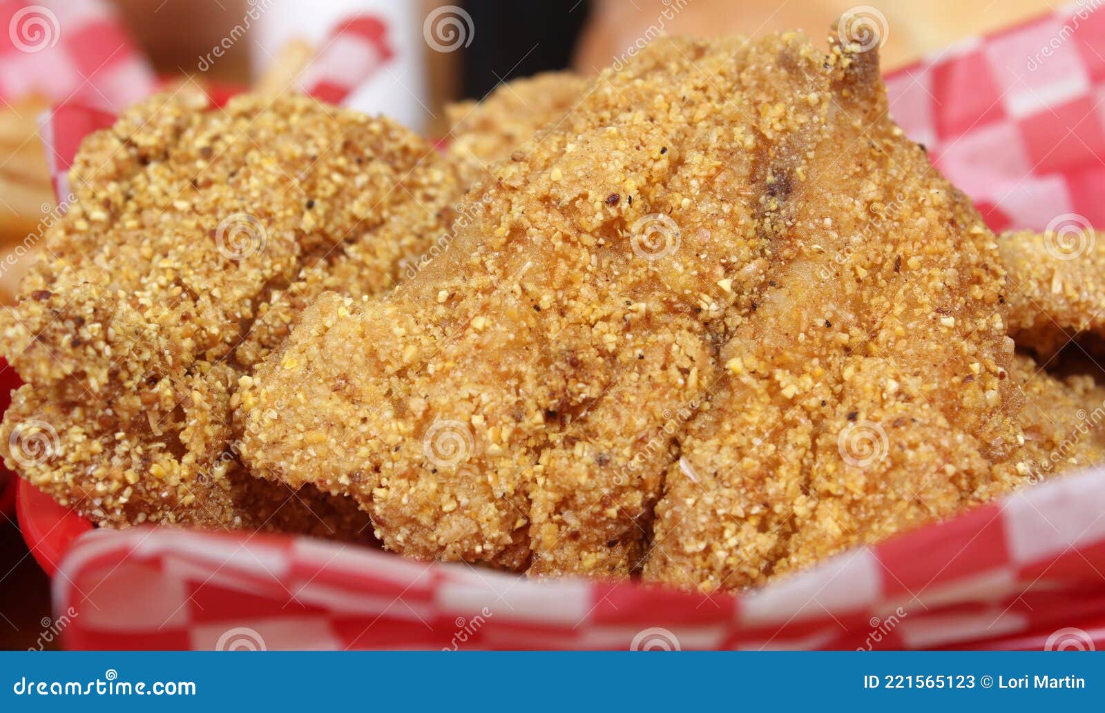 Fried Catfish Fillets in Rural Cafe Restaurant Stock Image Image of