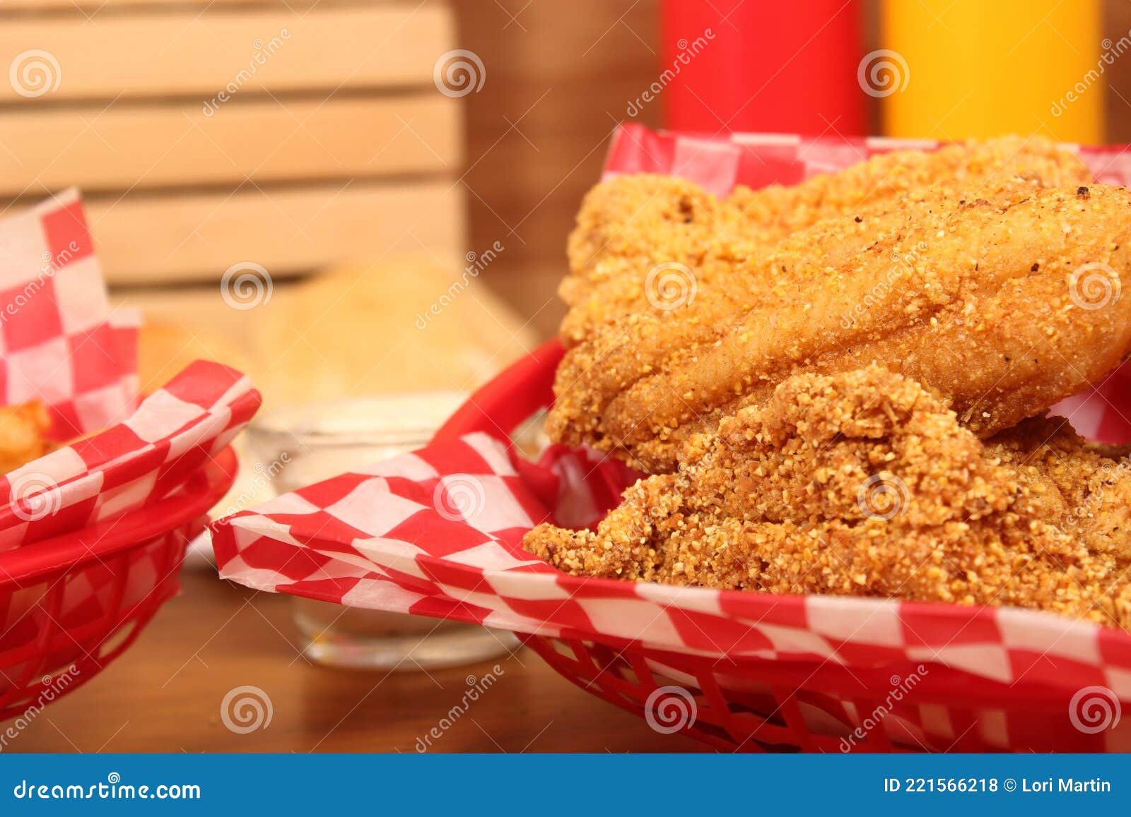 Fried Catfish Fillets in Rural Cafe Restaurant Stock Photo Image of