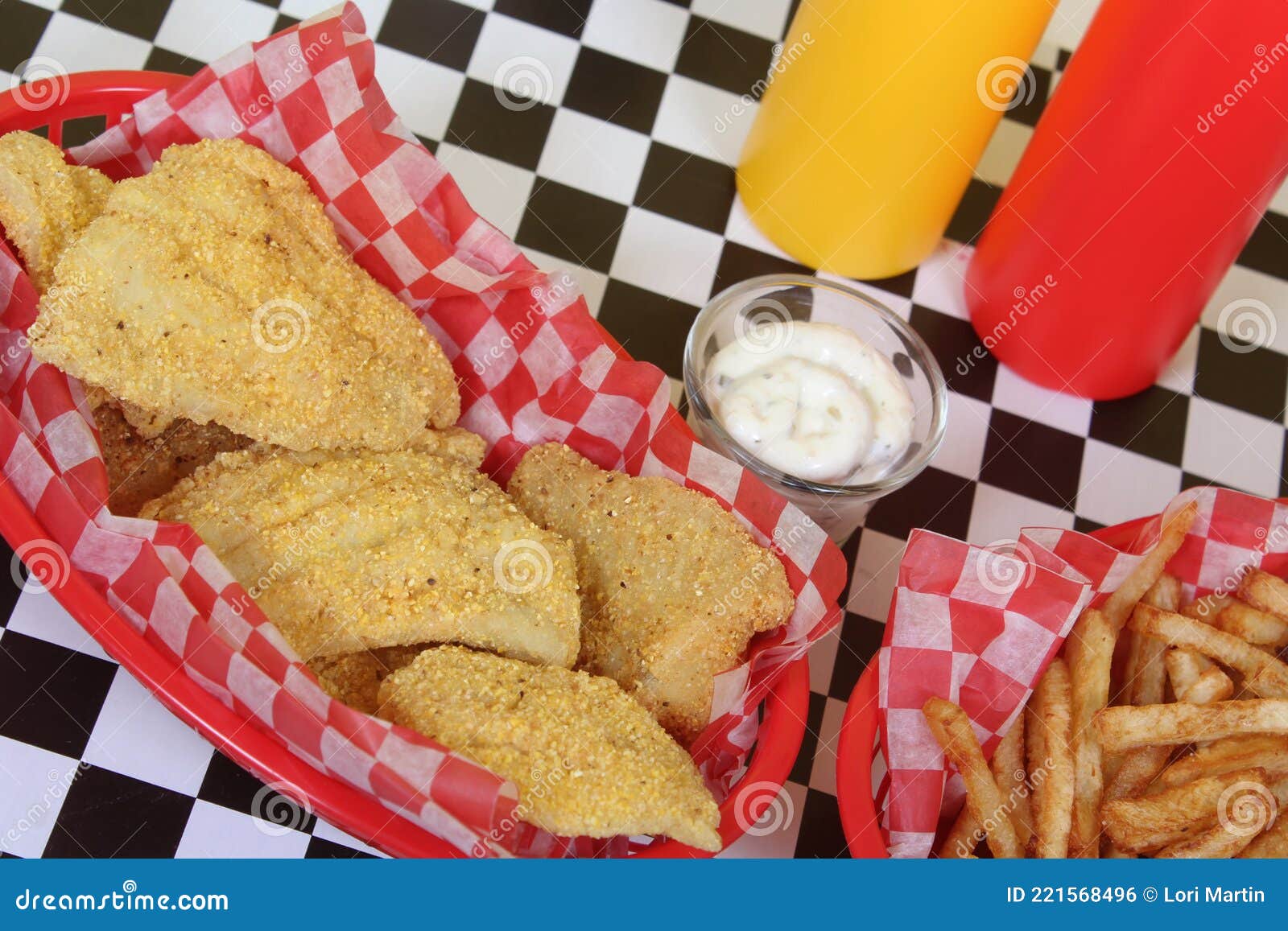 Fried Catfish Fillets in Rural Cafe Restaurant Stock Photo Image of