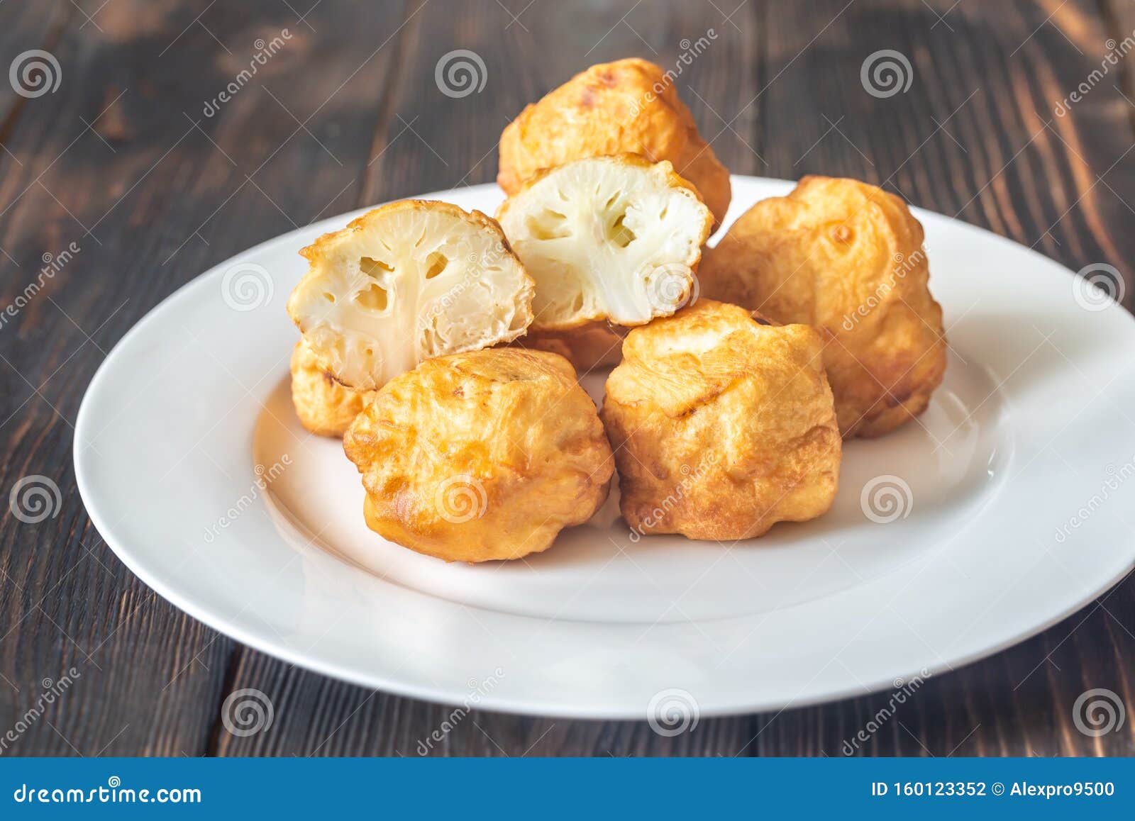 Fried Cauliflower Coated in Batter Stock Photo Image of closeup