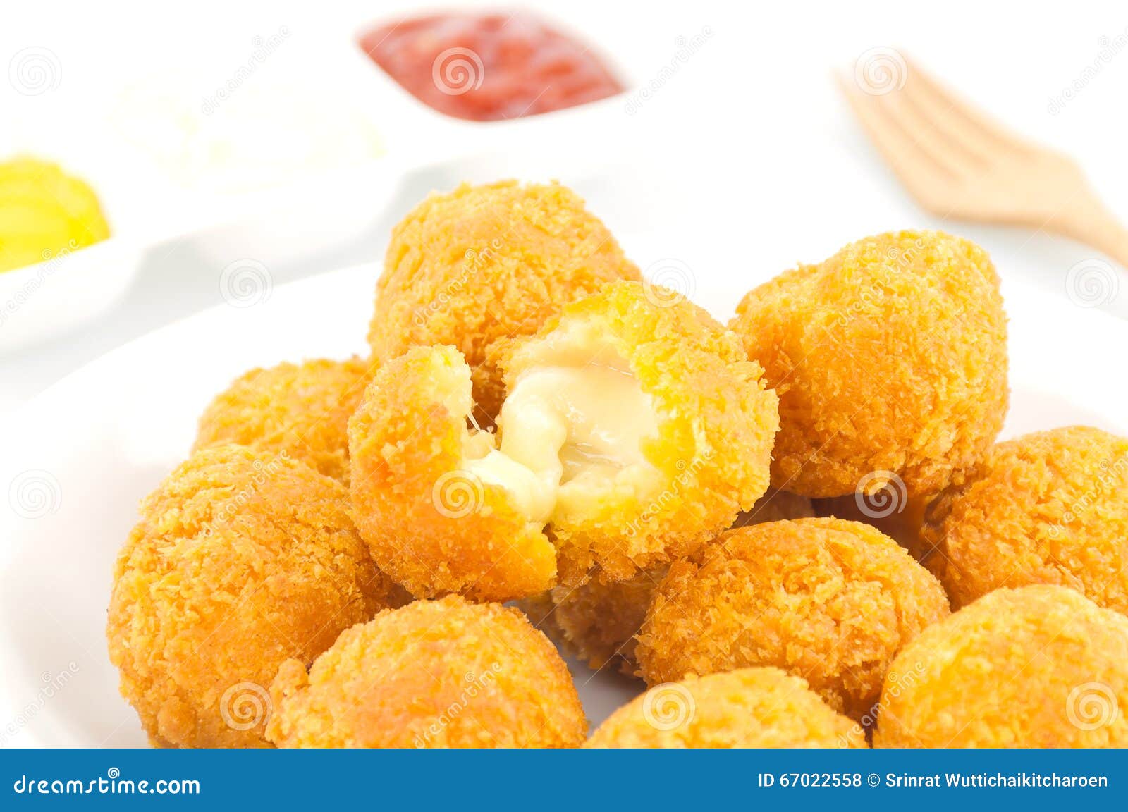 Fried Cheese Ball with Potato and Mustard Sauce Stock Photo Image of