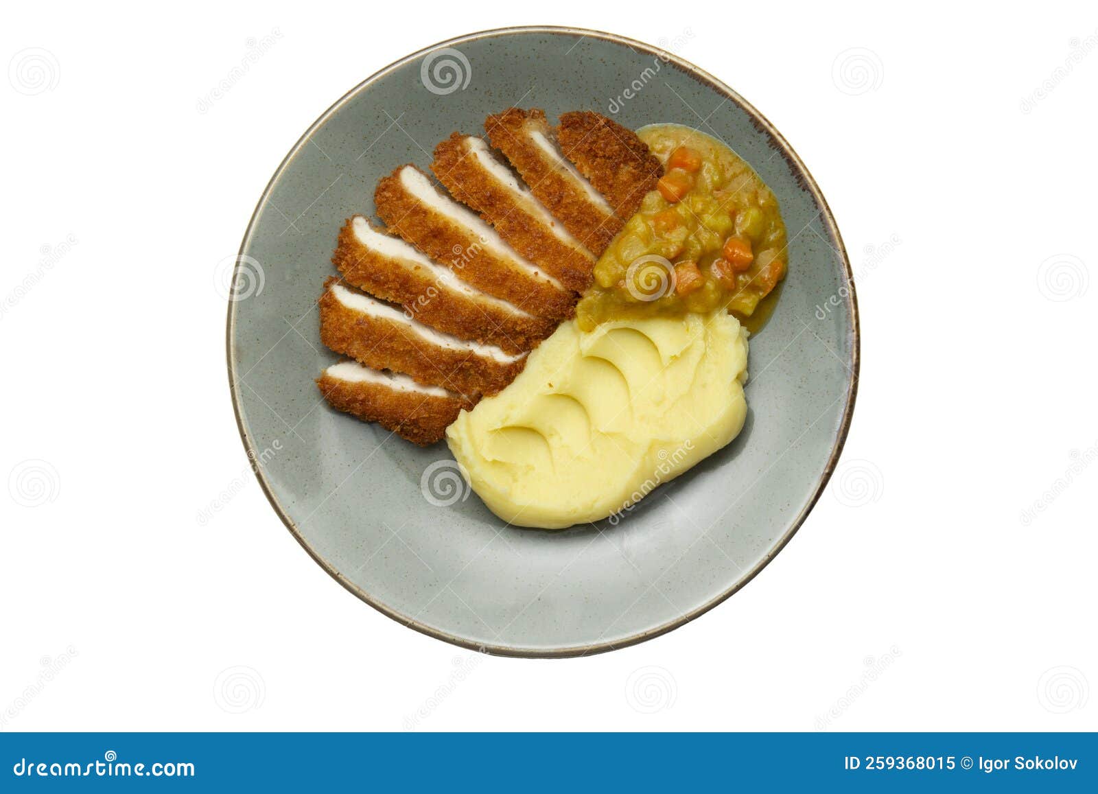 Fried Chicken Breast and Mashed Potatoes in a Plate. Stock Image Image of fillet, dining