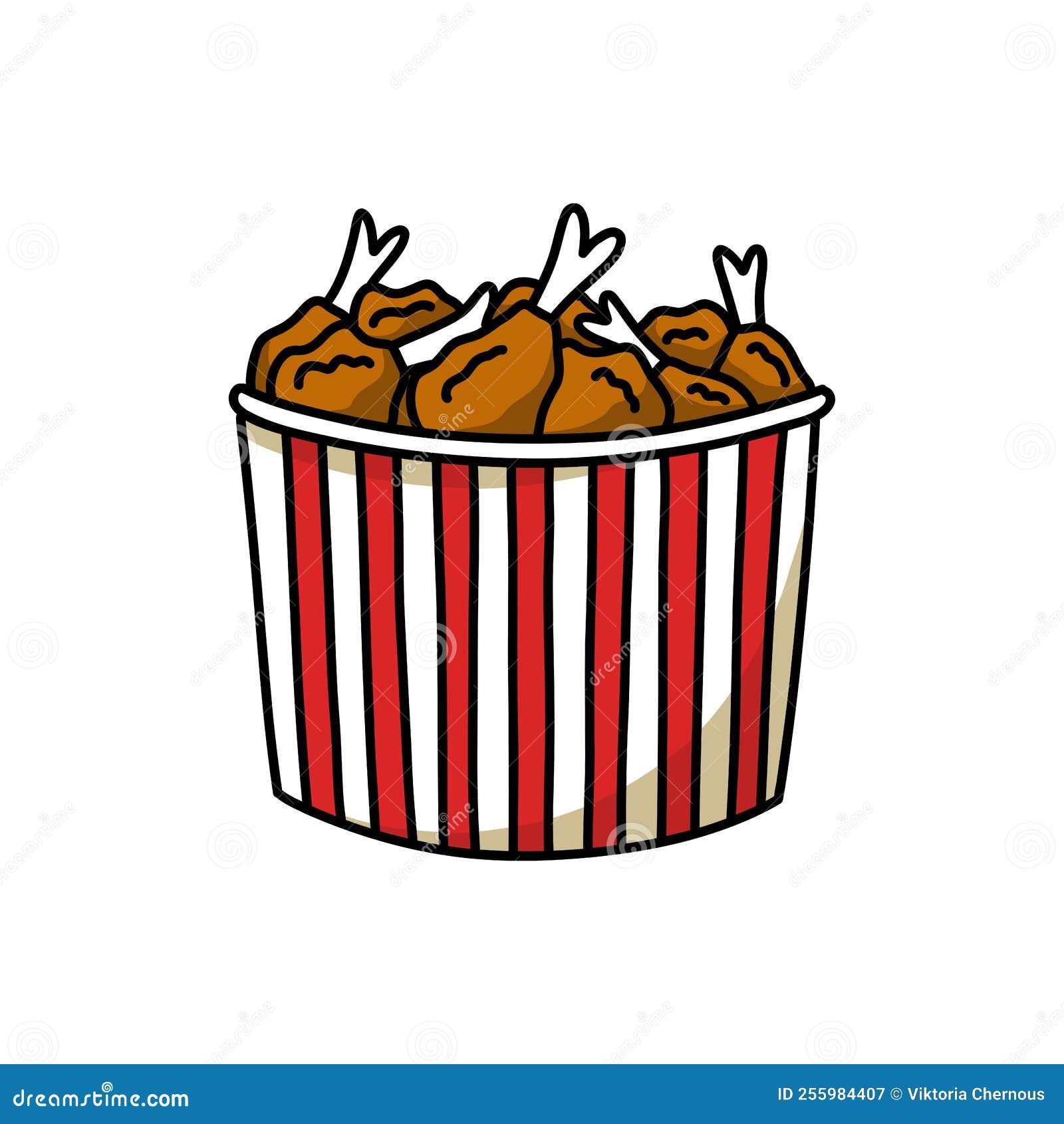 Fried Chicken Bucket Doodle Icon, Vector Color Line Illustration Stock Vector Illustration of