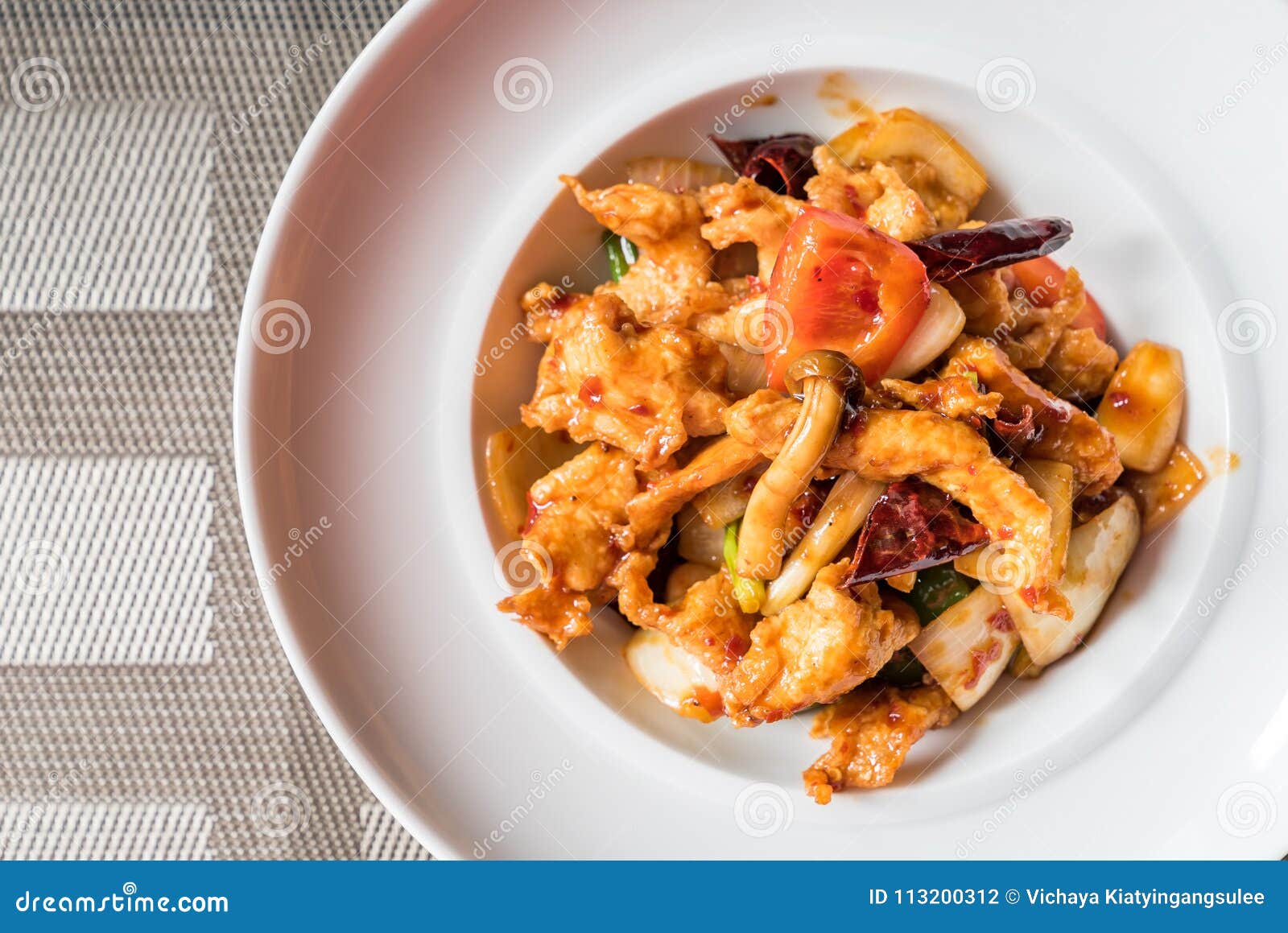 Fried chicken cashew stock photo. Image of chili, restaurant - 113200312