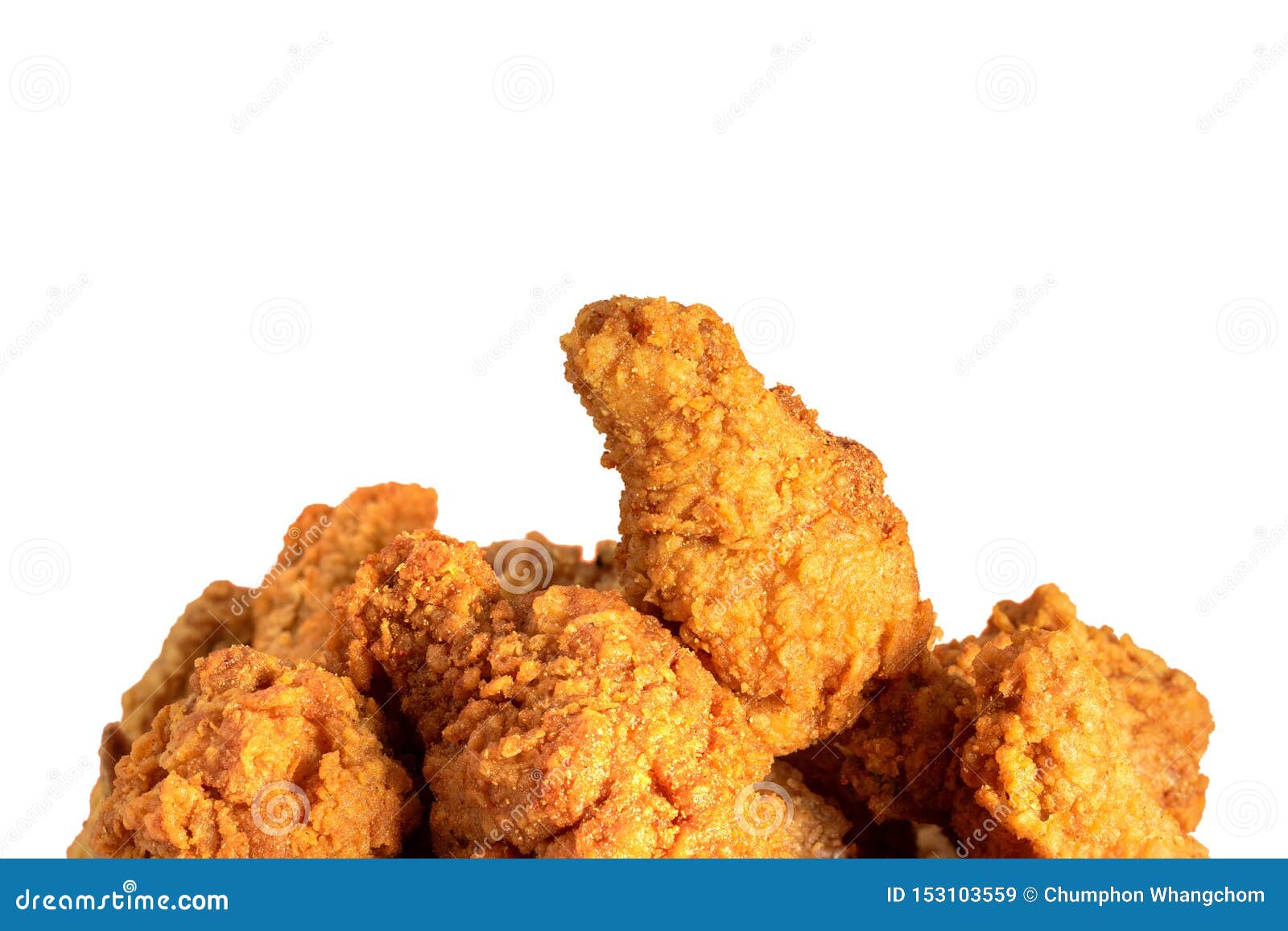 fried chicken or crispy kentucky isolted on white background. delicious hot meal with fast food