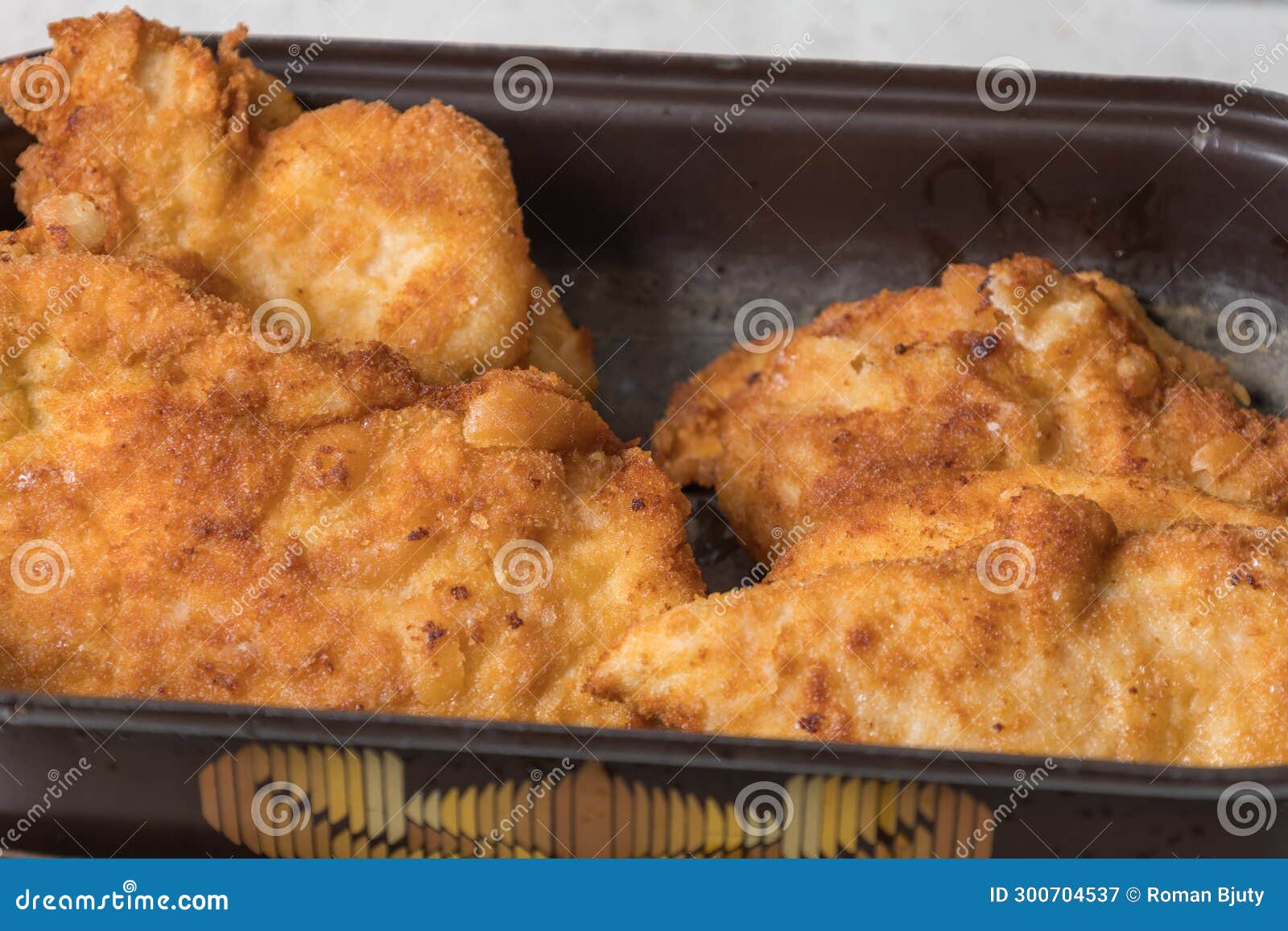 Fried Chicken Cutlets in a Triple Wrap on a Pan Stock Image Image of
