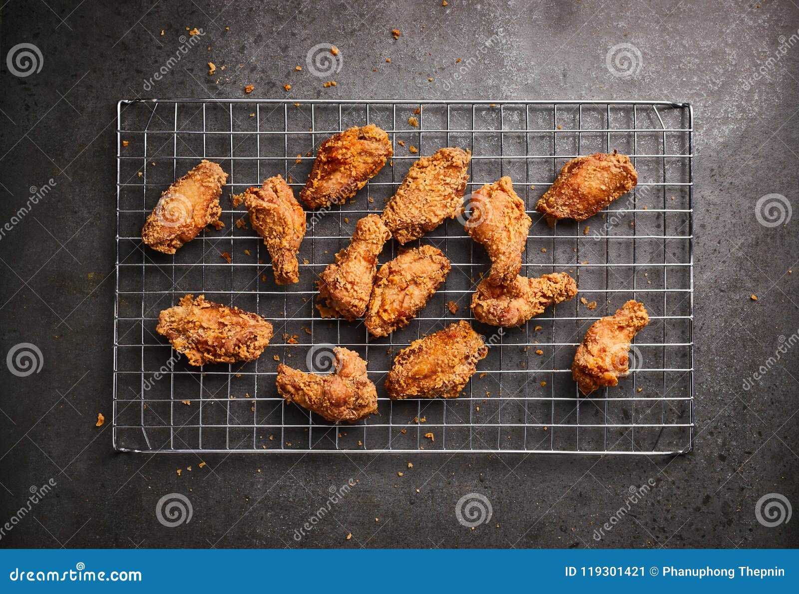 Fried Chicken on a Dark Background. Stock Image - Image of drumstick