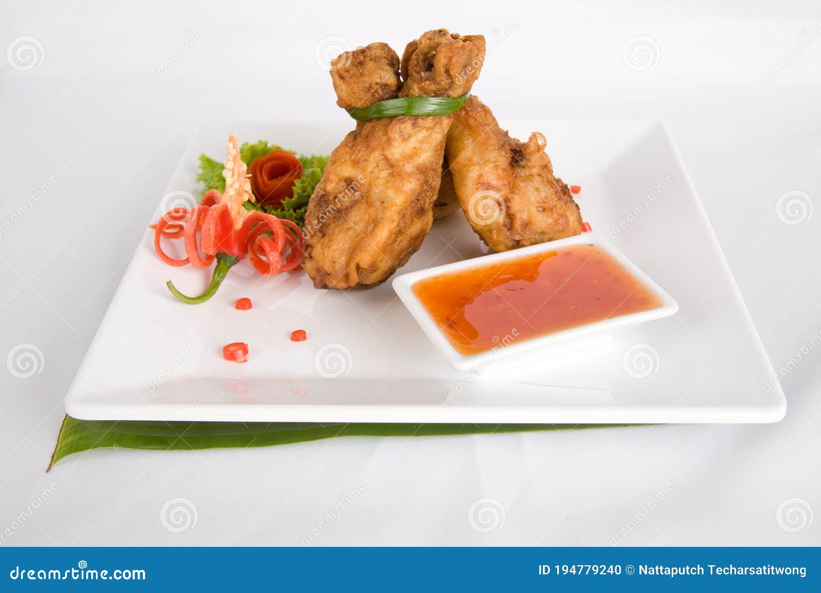 Fried Chicken Drumstick with Chicken Dip Stock Photo Image of table