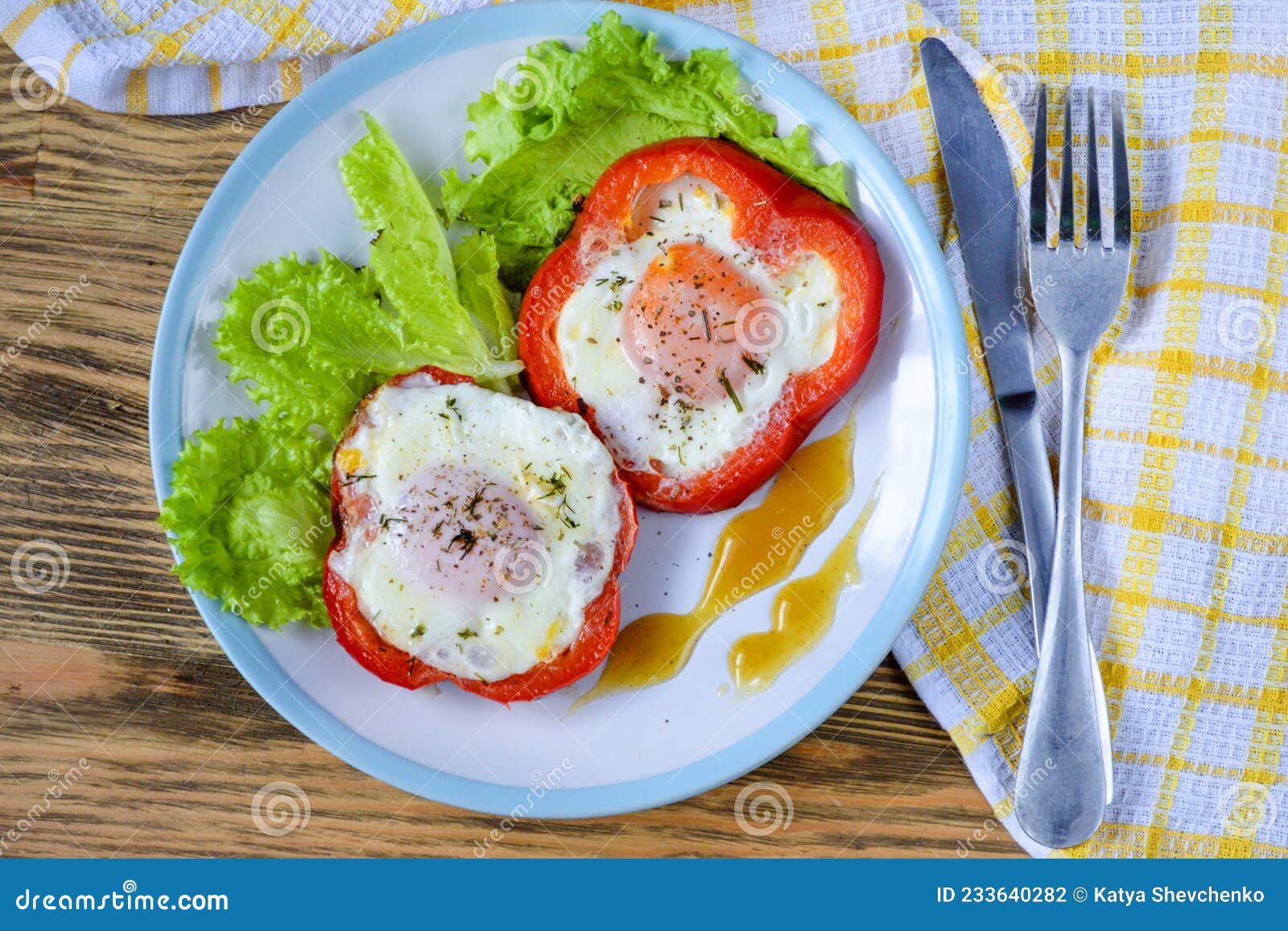 Fried Chicken Eggs in Bell Pepper Stock Photo Image of food, spices
