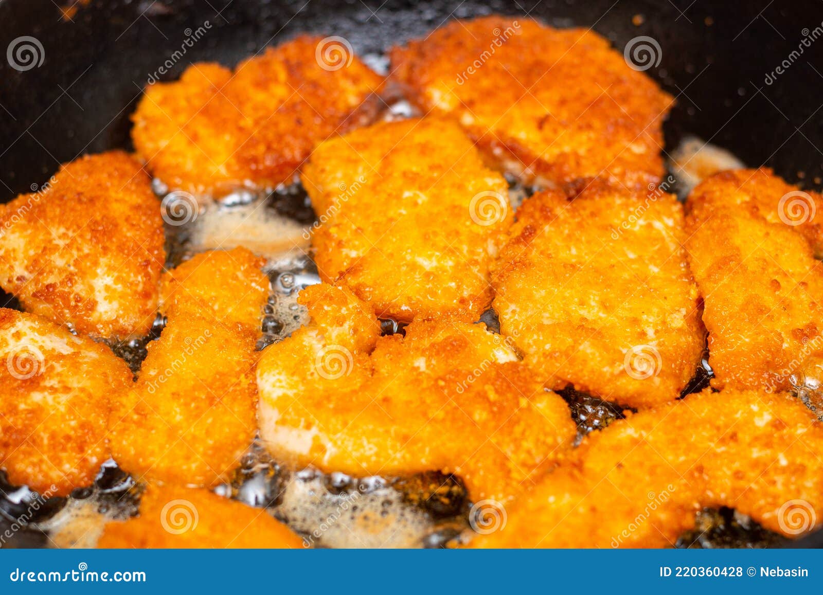 Fried Chicken Fillet, Breaded in a Pan Stock Photo Image of fried