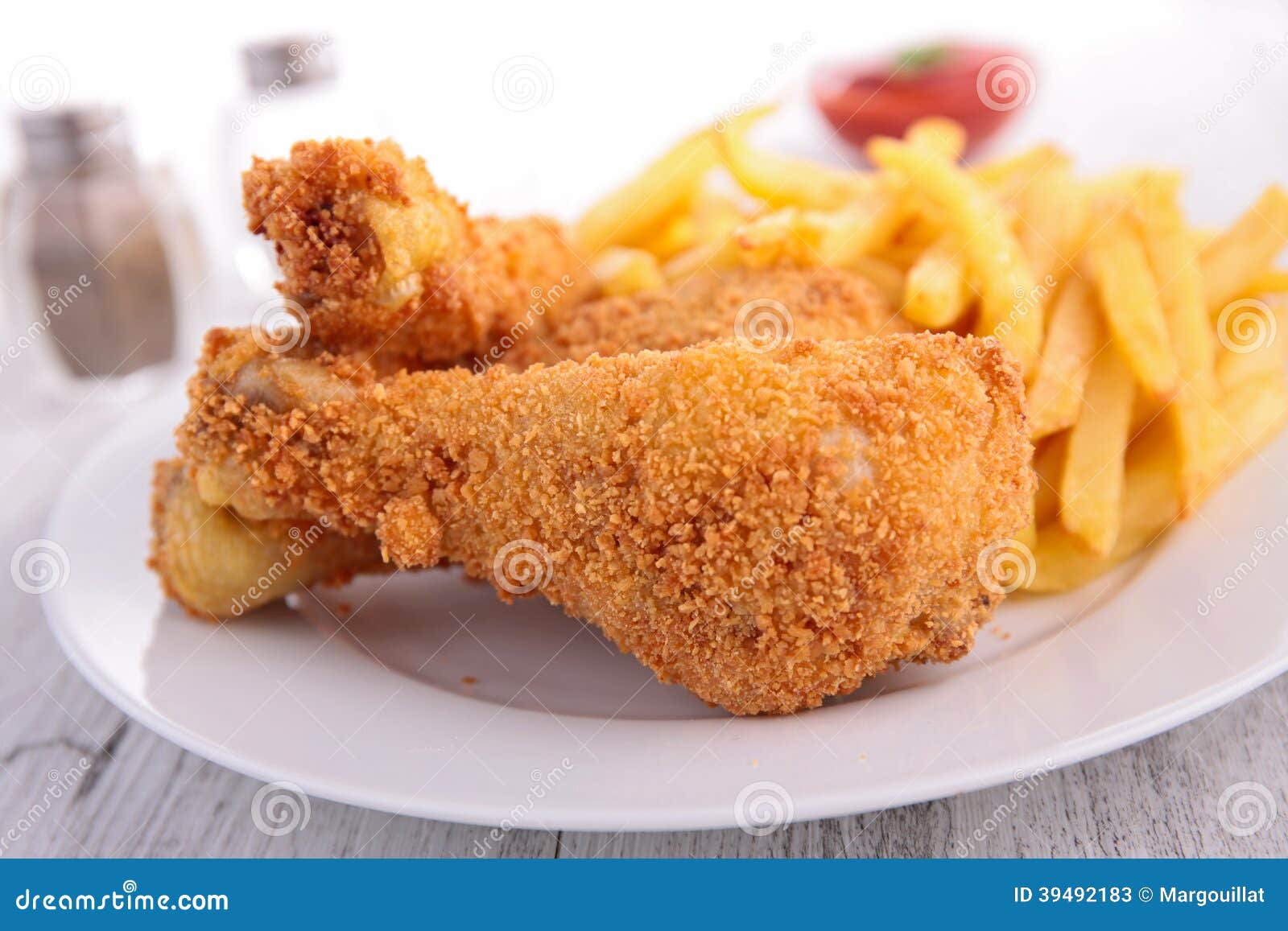 Fried chicken and fries stock image. Image of appetizer 39492183