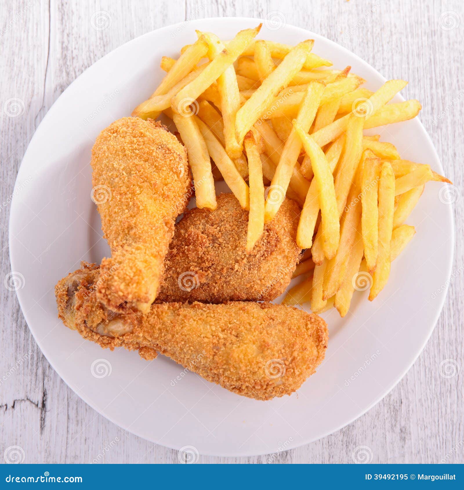Fried chicken and fries stock image. Image of drumstick 39492195