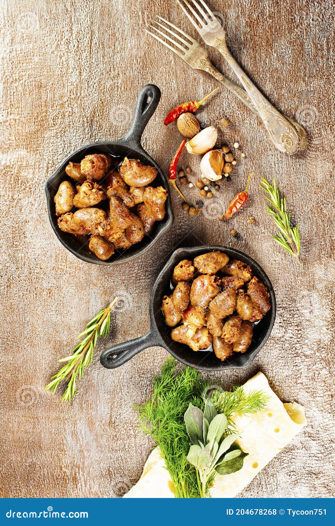 Fried chicken hearts stock photo. Image of cooked, gourmet 204678268