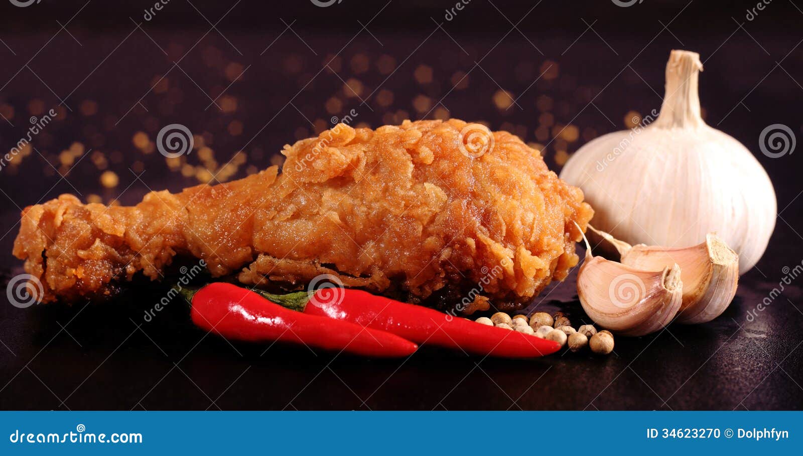 Fried chicken stock photo. Image of black, fast, crispy 34623270
