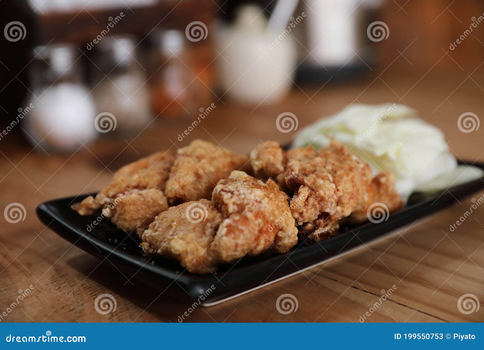 Fried Chicken Japanese Style Karaage Stock Image Image of lime