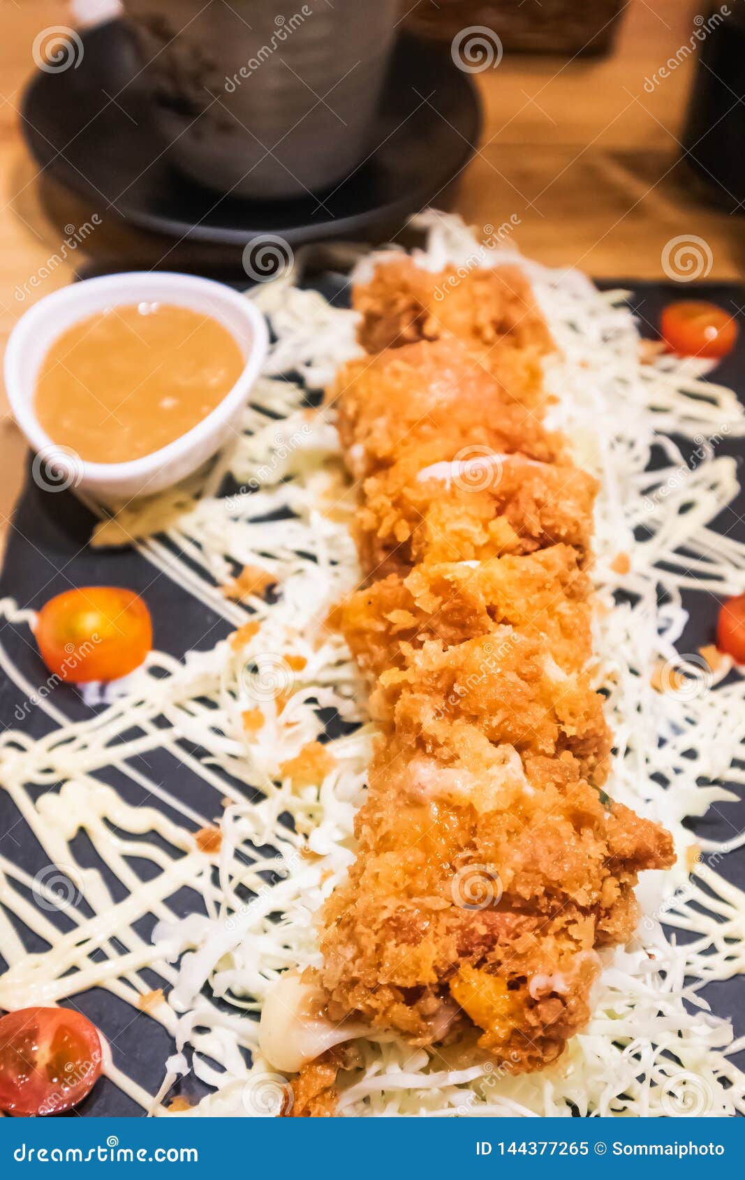 Fried Chicken Japanese Style in Japanese Restaurants Stock Image