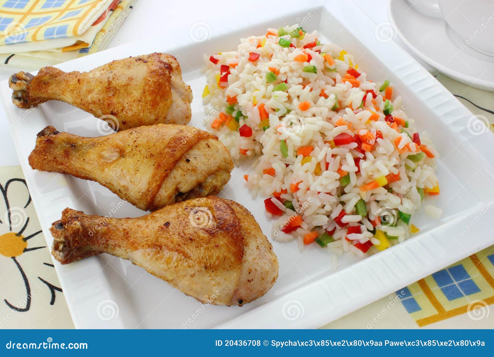 Fried Chicken Leg with Rice Stock Photo Image of tasty, fresh 20436708