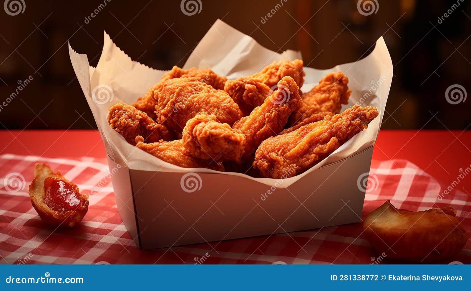 Fried Chicken Legs in Breadcrumbs .fast Food in a Box.Generative AI