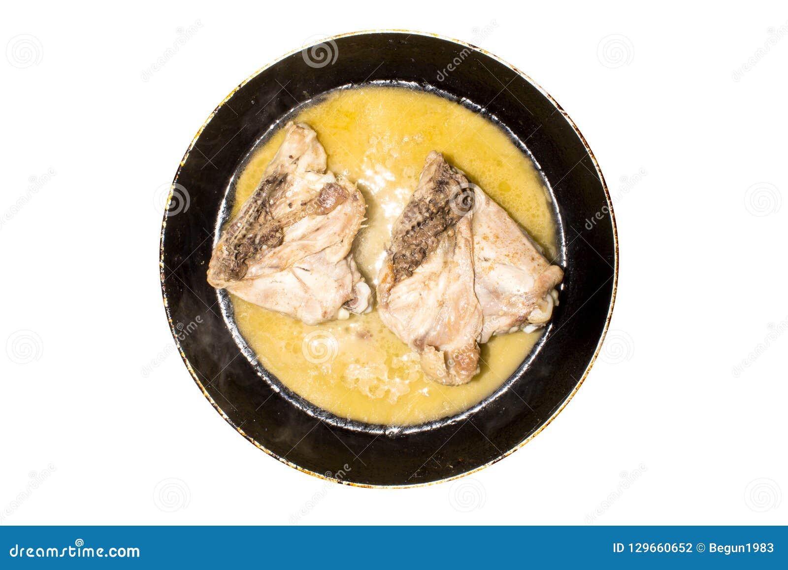 Fried Chicken Legs in a Frying Pan. Stock Photo - Image of food