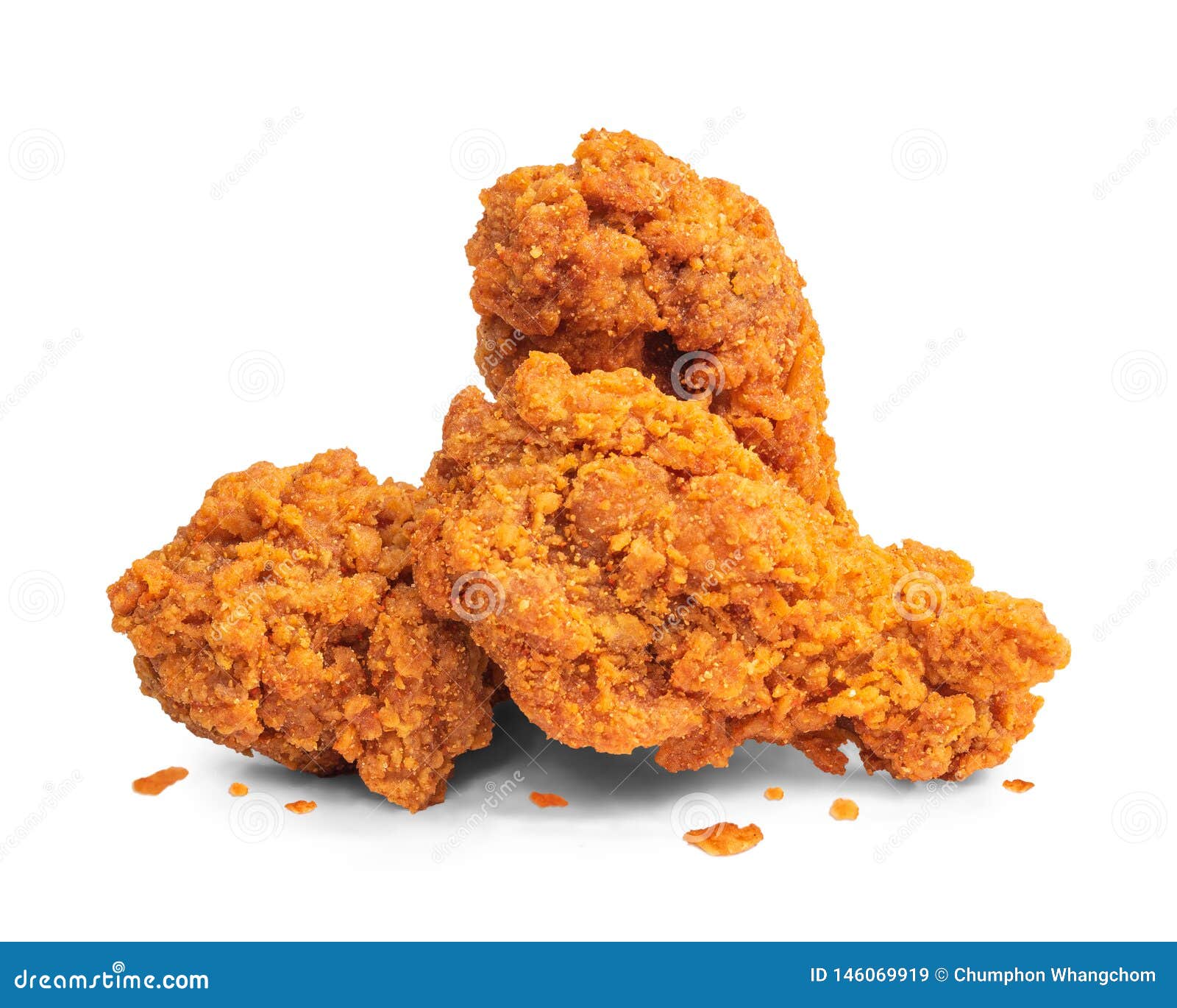 fried chicken legs  on white background. deep fried of crispy fast food. clipping path