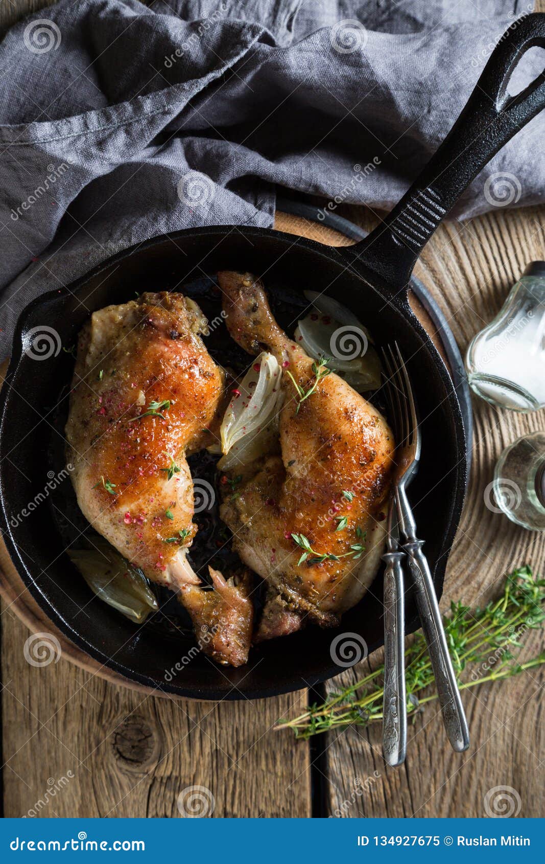Fried Chicken Legs in a Pan Stock Image - Image of roasted, chicken