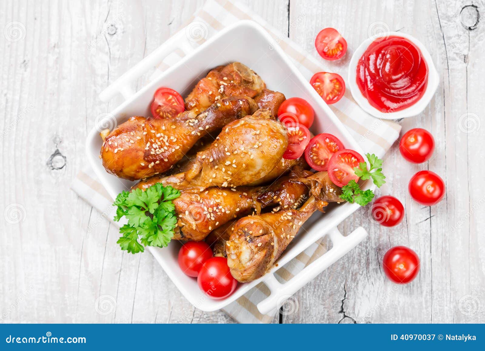 Fried Chicken Legs with Tomatoes Stock Image Image of studio, kitchen