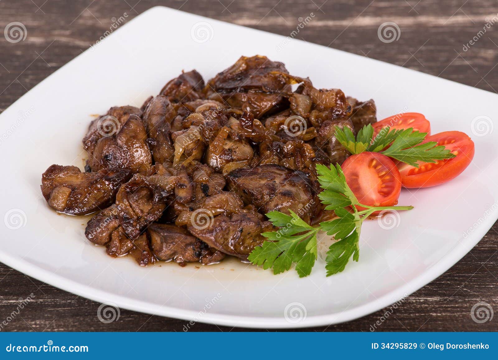 Fried chicken livers stock image. Image of brown, horizontal 34295829