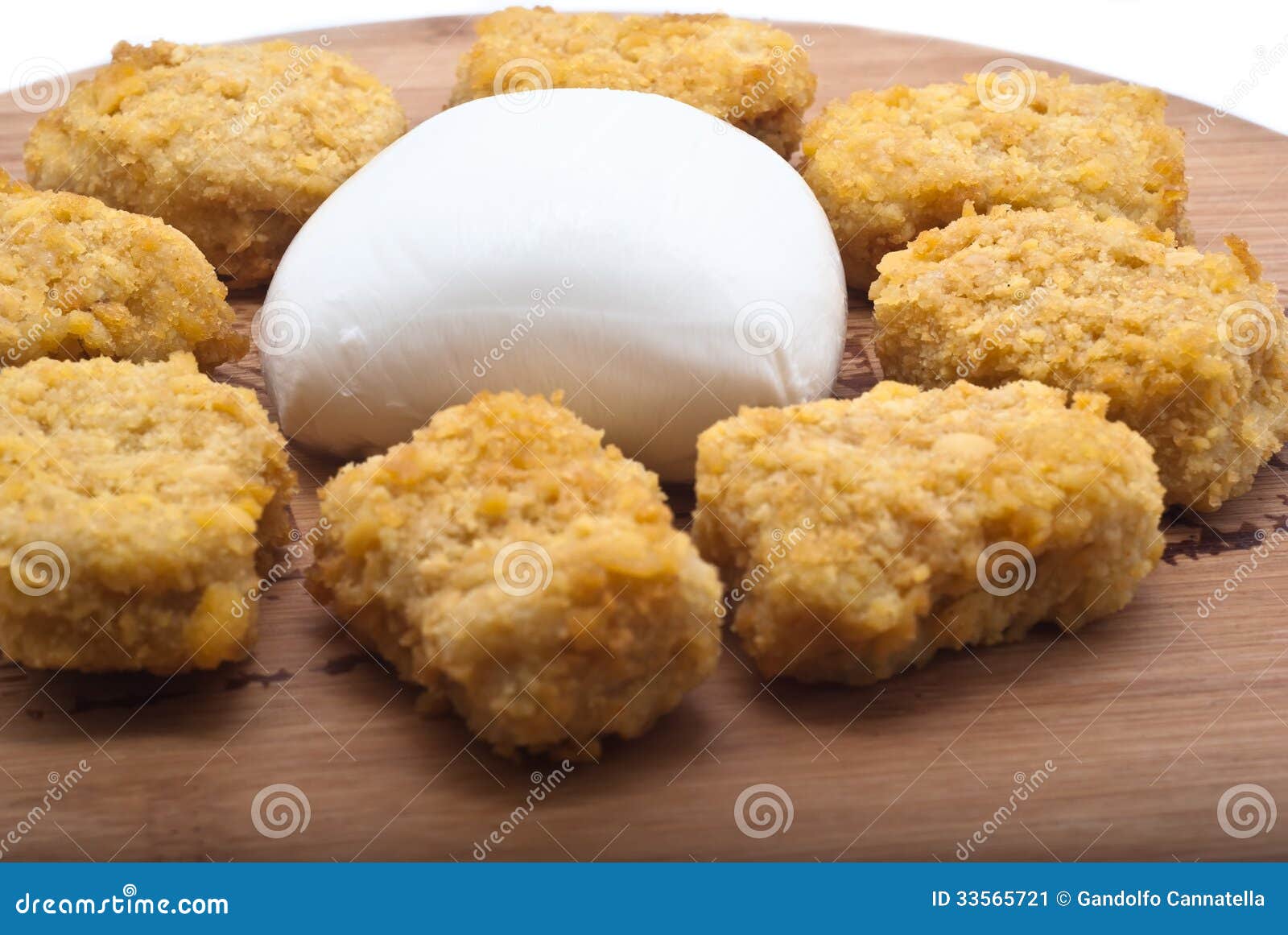 Fried Chicken Nuggets and Mozzarella Cheese Stock Image Image of