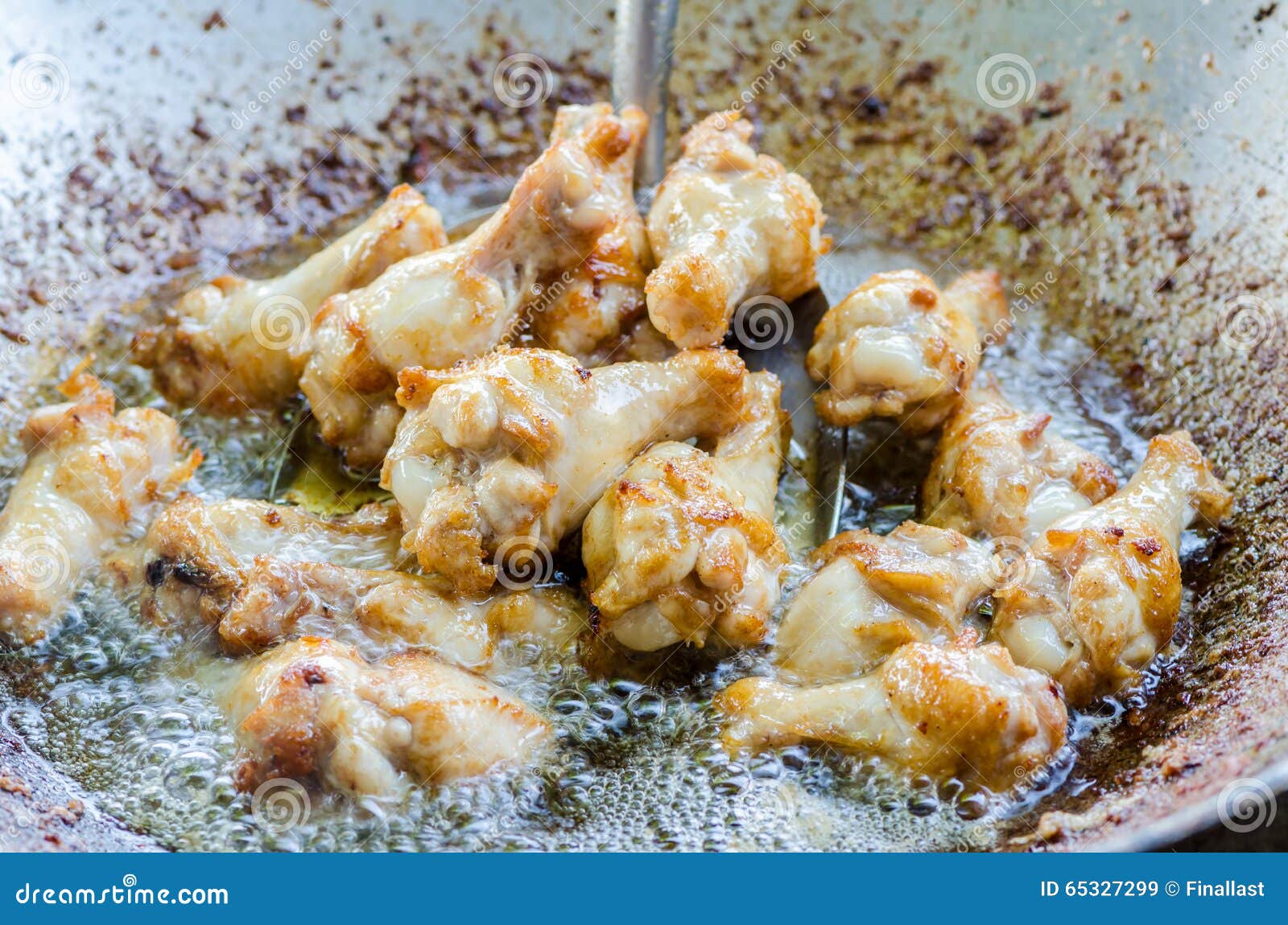 Fried Chicken in Pan with Hot Oil Stock Image Image of fried, cook 65327299