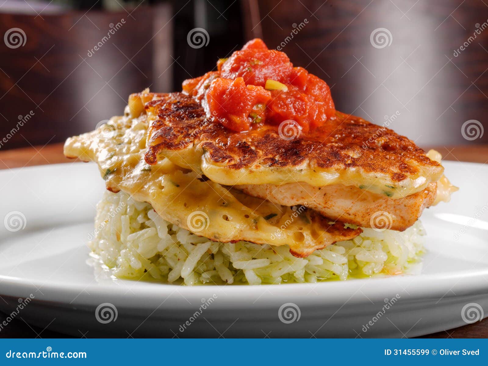 Fried Chicken Ribs and Rice with Tomato Sauce Stock Image Image of